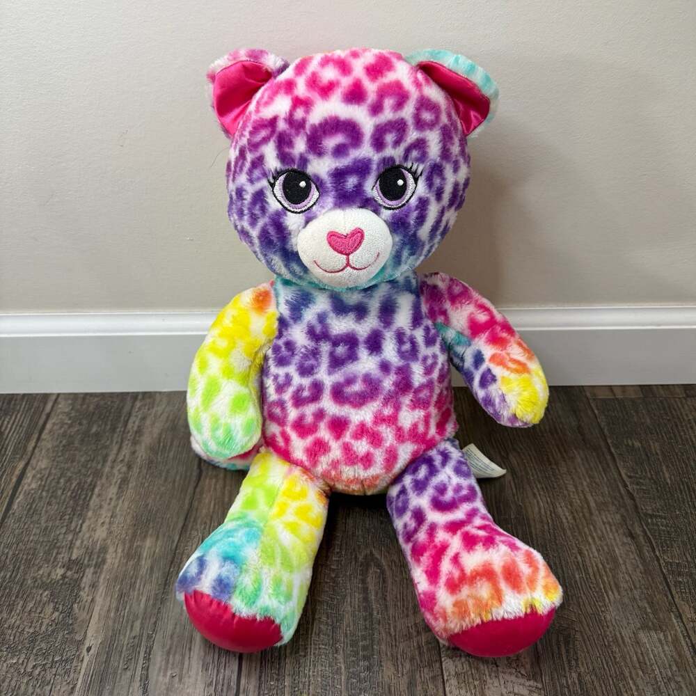 Build-A-Bear Workshop Lisa Frank Inspired Rainbow Leopard Cheetah Plush 17”
